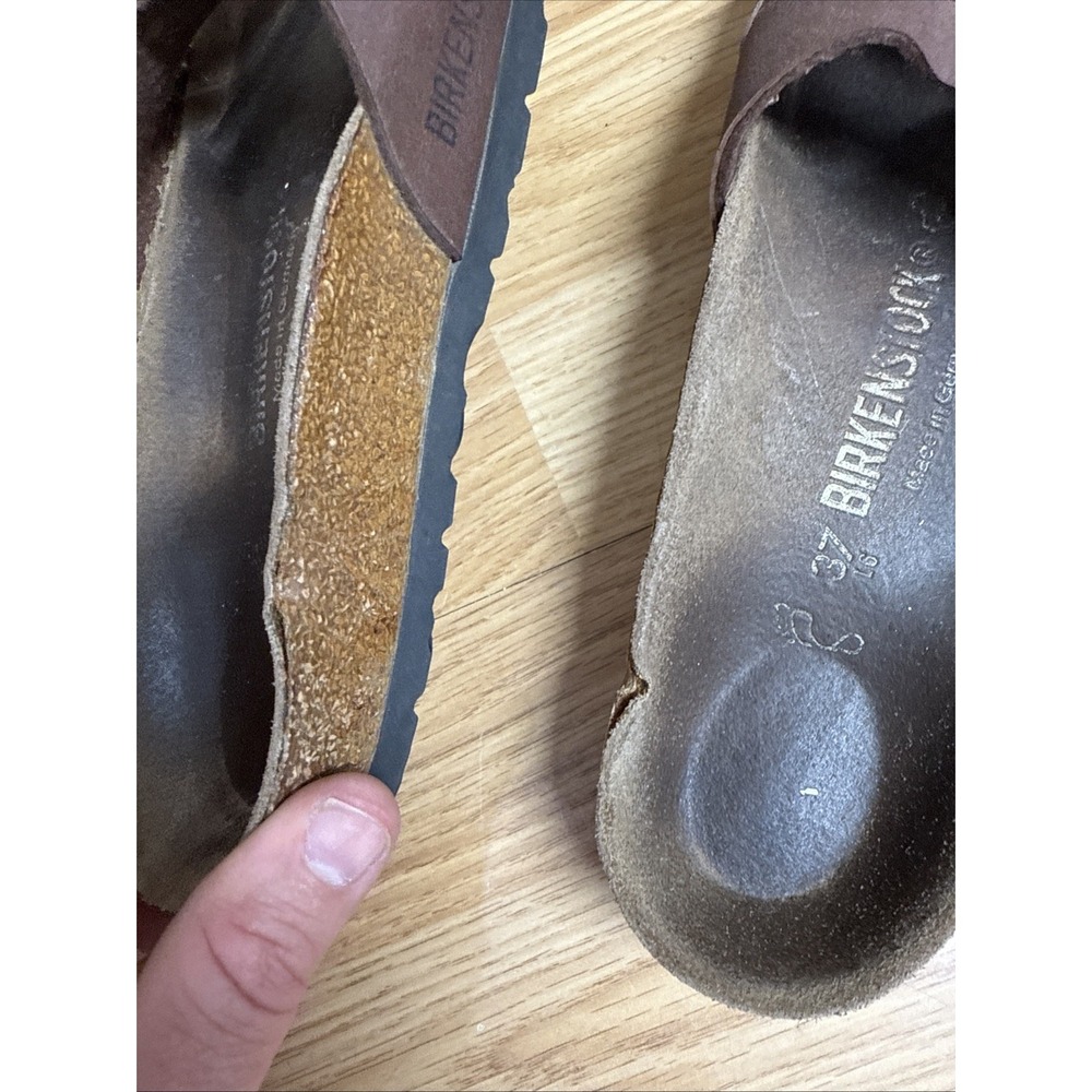 Birkenstock Ibiza Women Sz 37 US 6 Brown Leather Two Strap Sandals - Picture 5 of 7